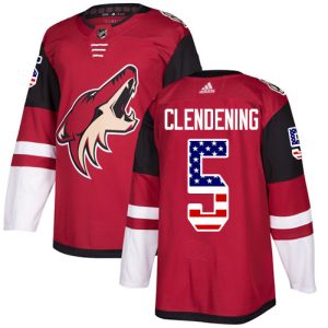 Herren Arizona Coyotes Eishockey Trikot Adam Clendening #5 Authentic Rot USA Flag Fashion